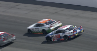 Reese’s Sweet Move of the Race: Carson Brown goes for a slide at Rockingham
